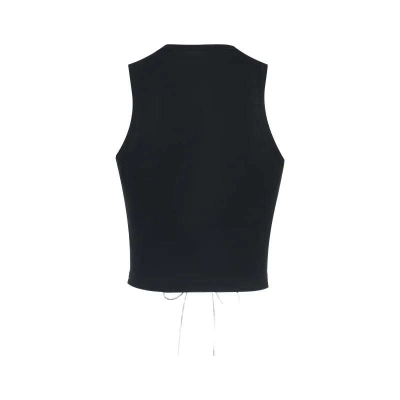 Black Hollow Out Crop Top