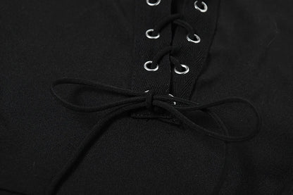 Black Hollow Backless Mini Bodycon Dress