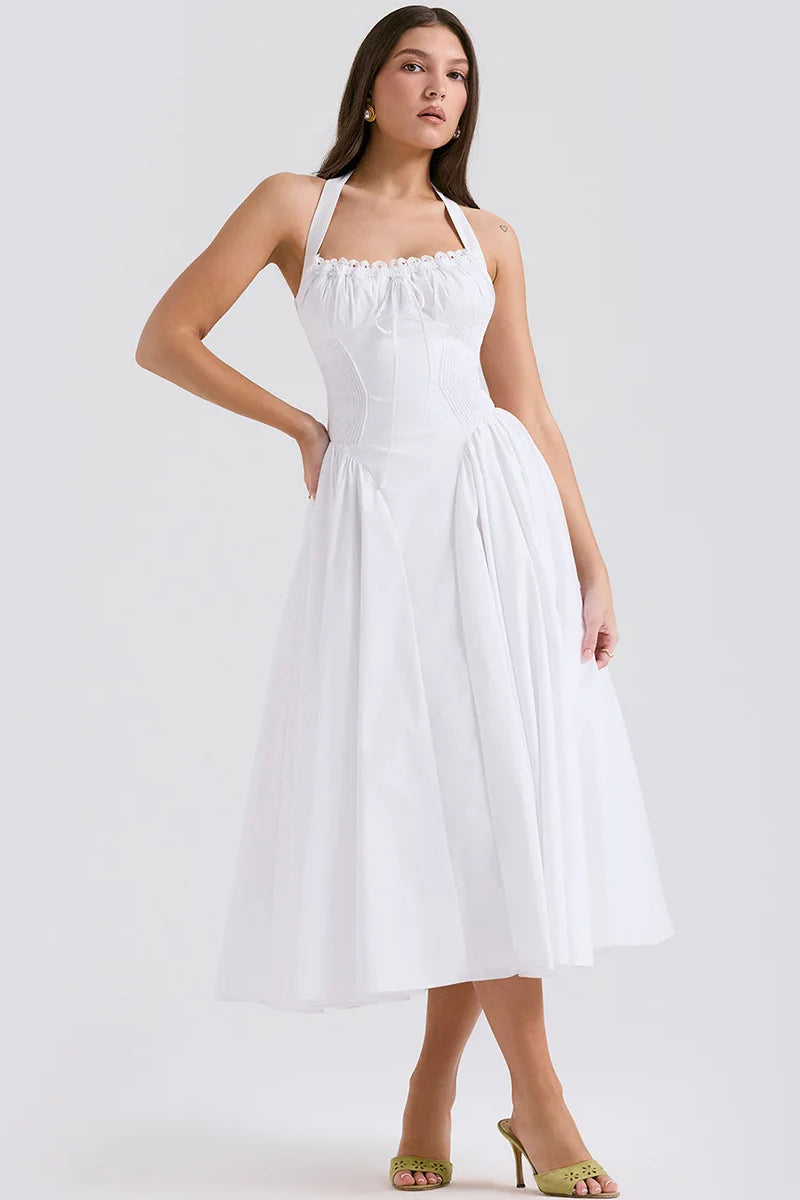 A-Line Halter Midi Dress