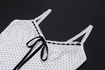 White Polka Dot Top and Long Skirt Two Piece Set