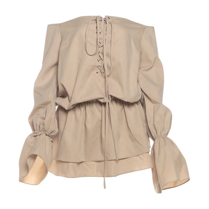 Khaki Lantern Sleeve Mini Dress