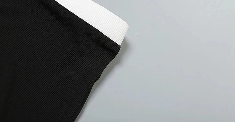 Ribbed Patchwork Two Piece Set Single-Breasted Sleeveless Top Stretch Shorts Daily