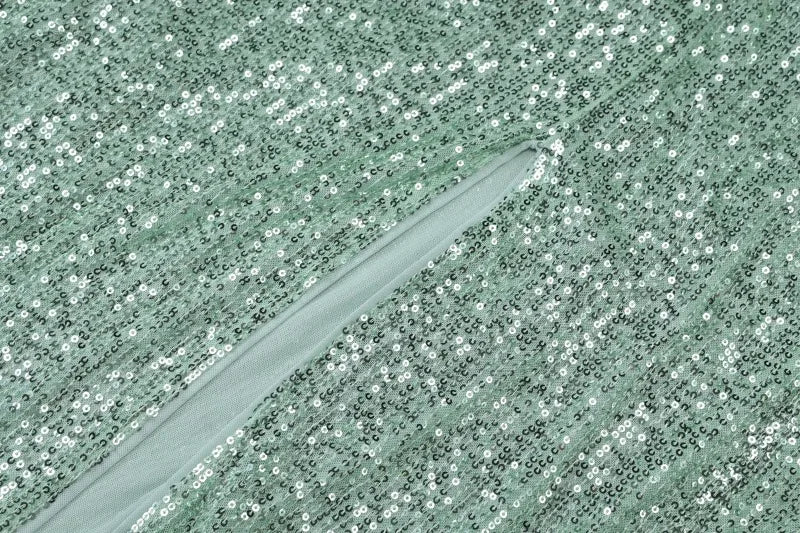 Sequined Strapless Backless Slit Maxi Dress