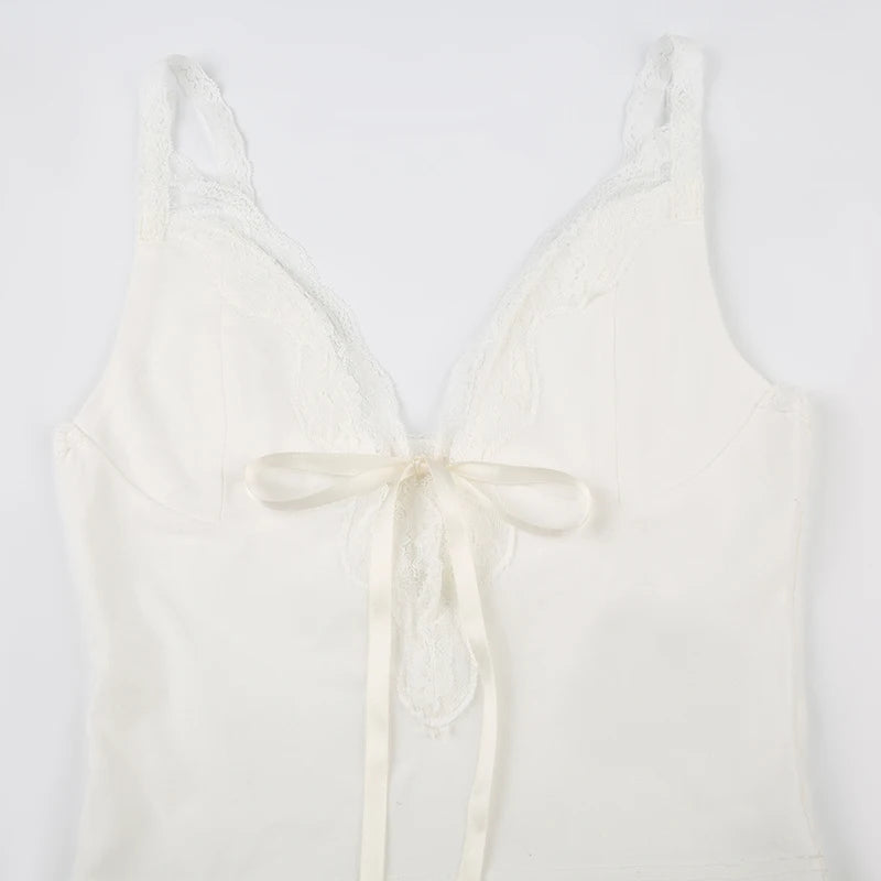 White Bow Lace Top