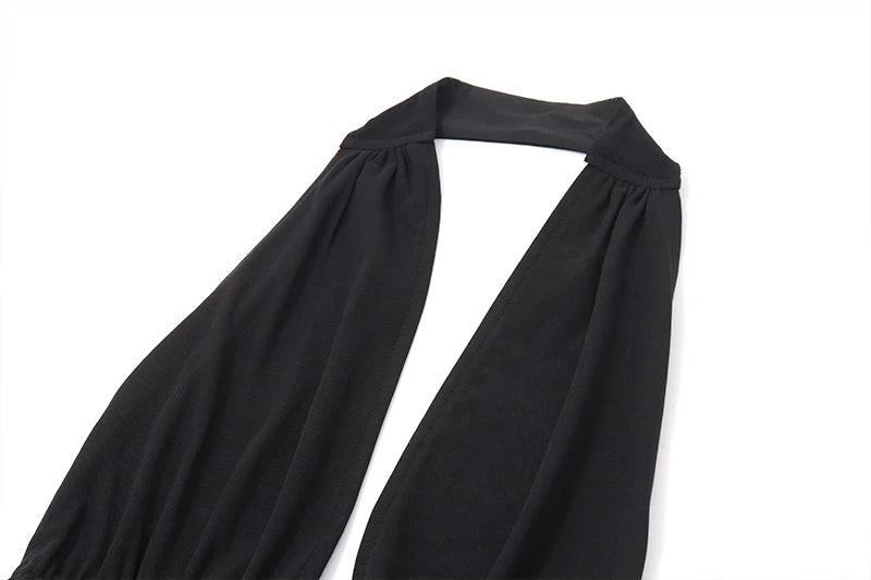 Black Backless Mesh Sleveless Halter Tank Top