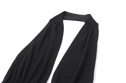 Black Backless Mesh Sleveless Halter Tank Top