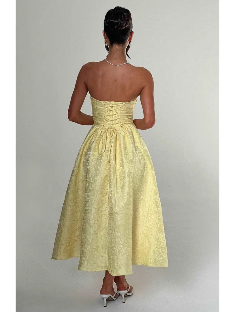 Strapless Satin Backless Long Dress