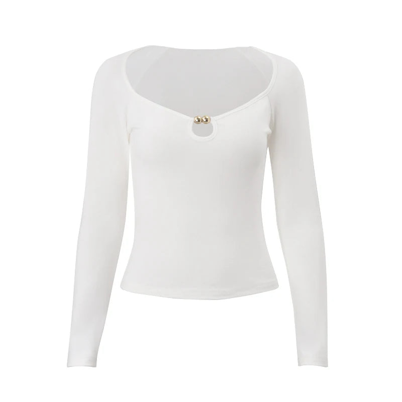 White Bodycon Long Sleeve Shirt