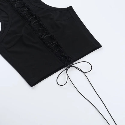 Black Hollow Out Crop Top