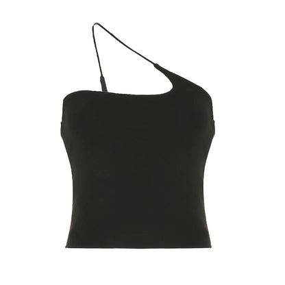 Slim Backless Asymmetrical Tank Top black