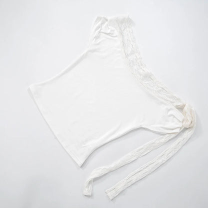 S Spring Color Lace Patchwork Sleeveless Slim Top