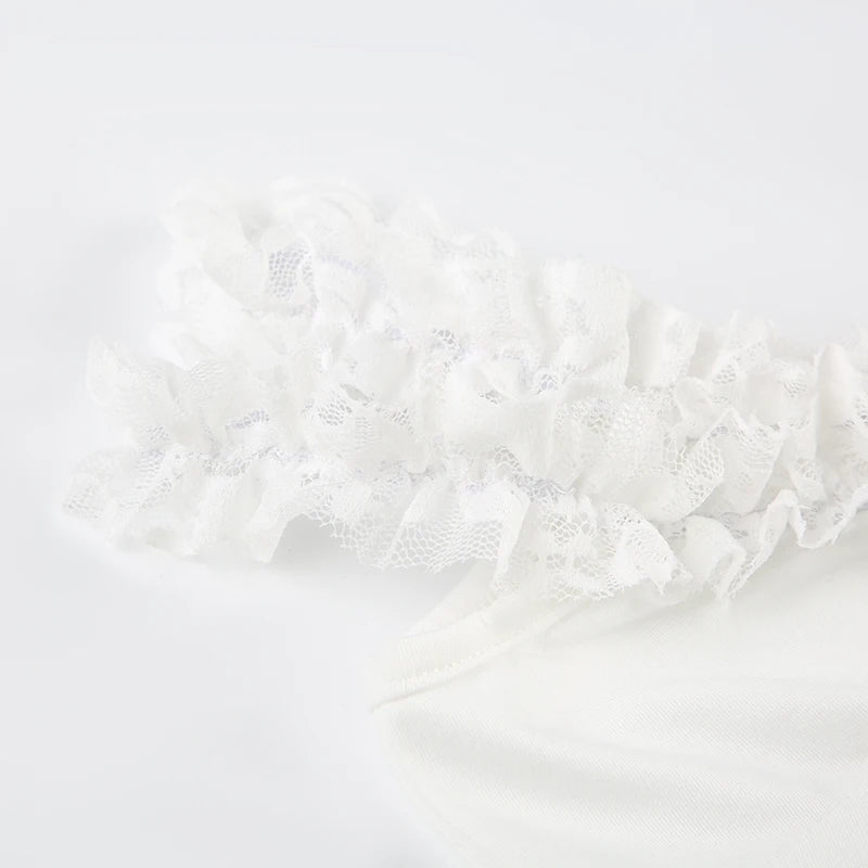 White Floral Lace Ruffle Top