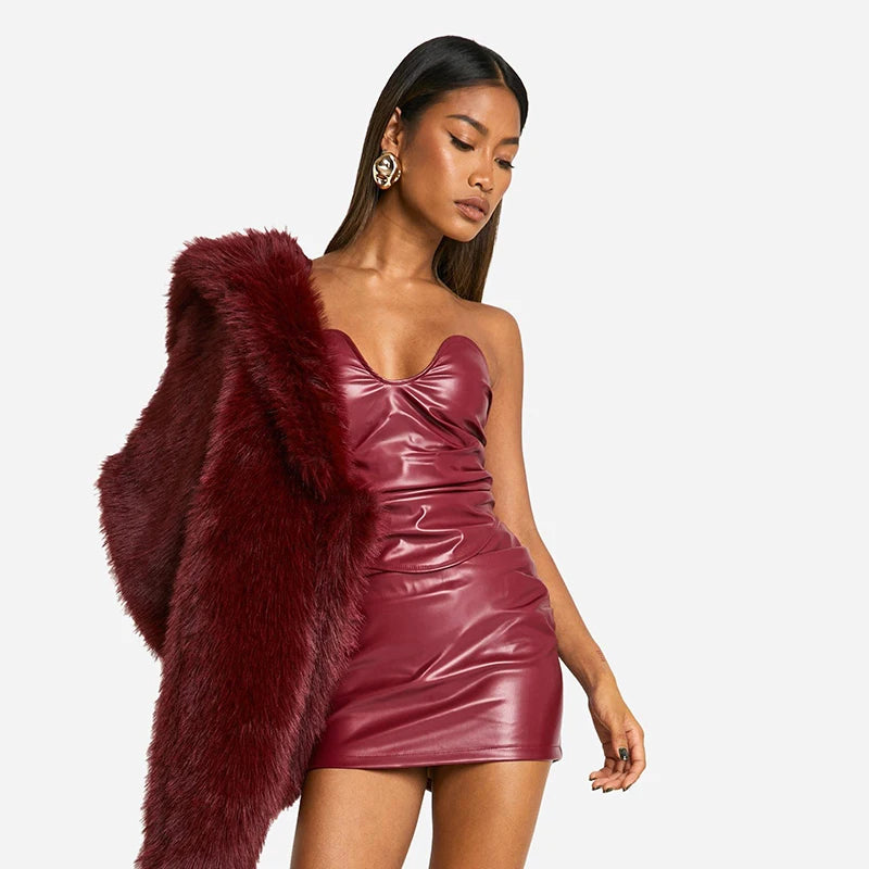 Red Bustier Slim Two Piece Set