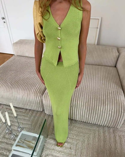 Knitted Sweater Two Piece Set