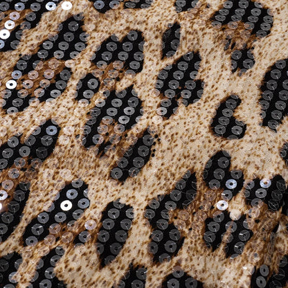Leopard Strapless Sequins Backless Mini Dress