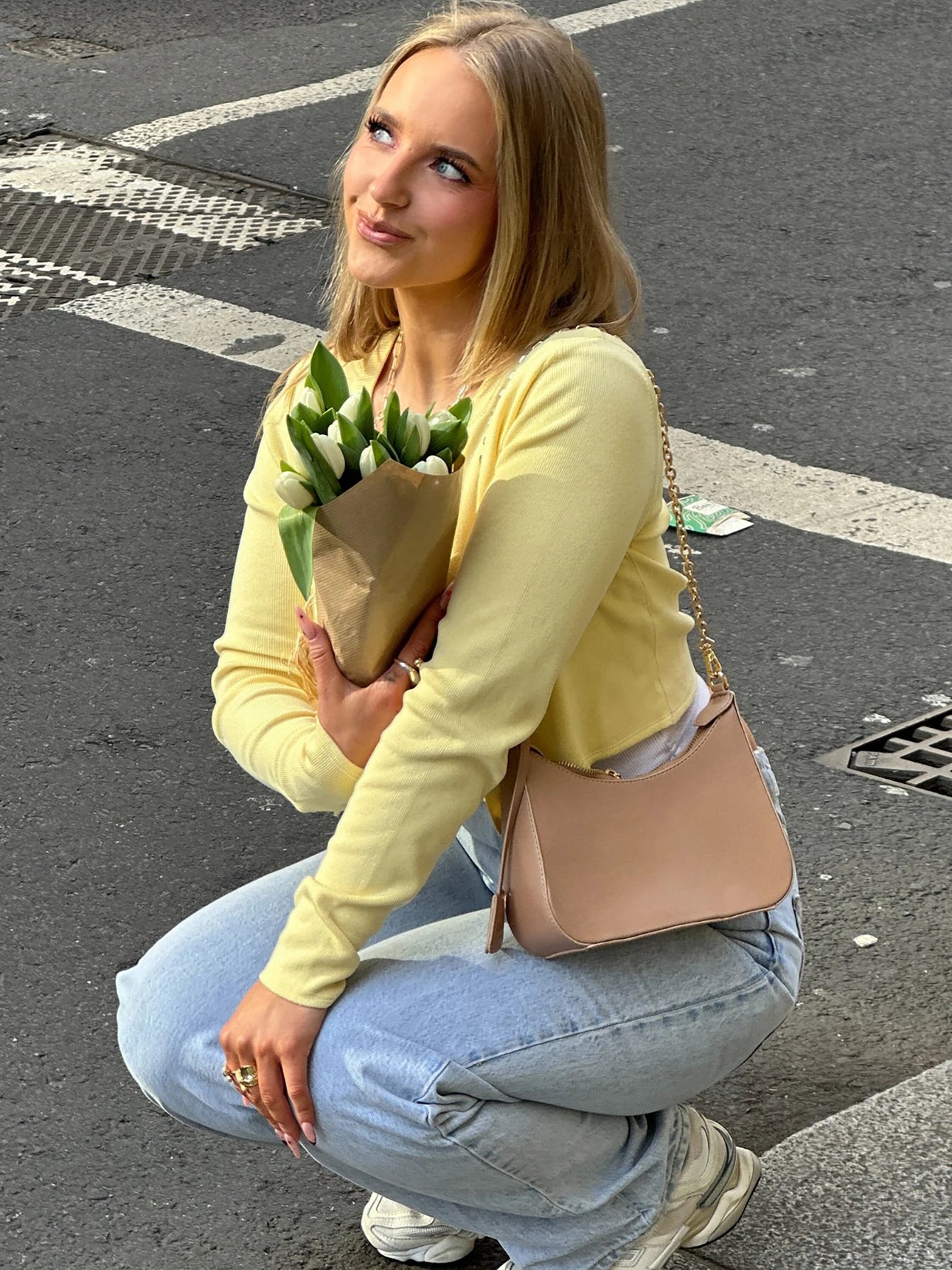 Yellow O-Neck Long Sleeve Cardigan