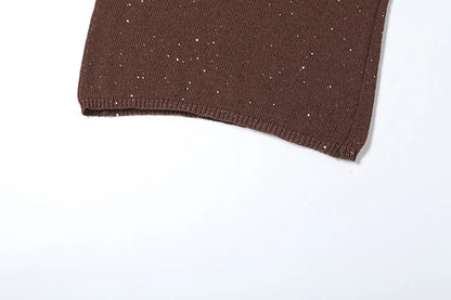 See Through Backless Halter Dress with Sequins