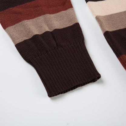 Retro V-neck Striped Loose Pullover Sweater