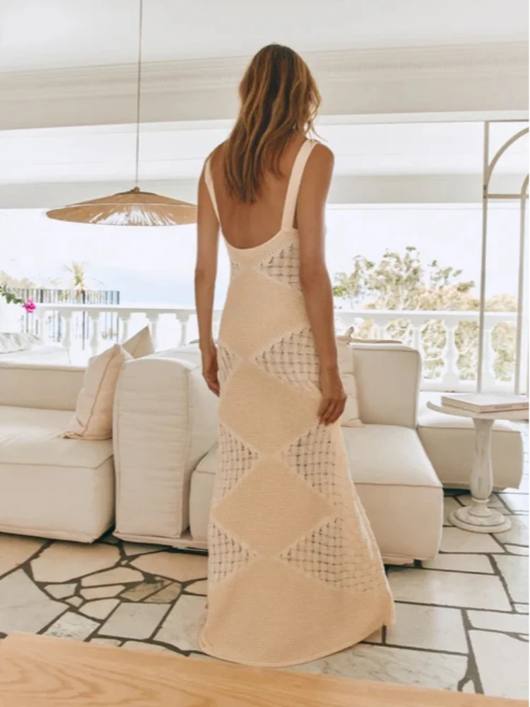 Knitted Backless Bodycon Maxi Dress