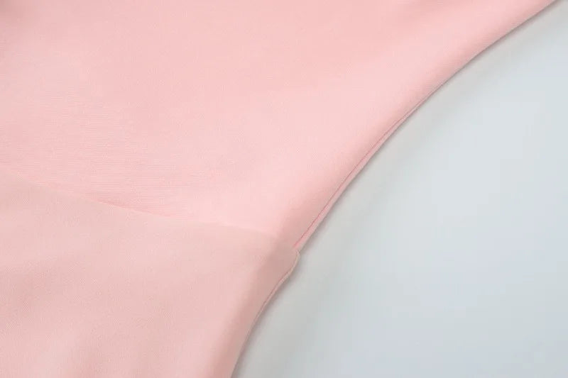 Pink V-Neck Sleeveless Chiffon Patchwork Midi Dress
