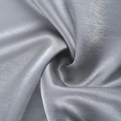 Gray Satin Strapless Backless Maxi Flowy Dress