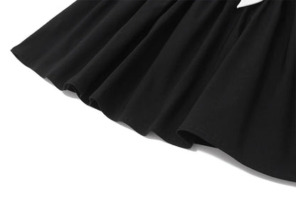 Black Off Shoulder Long Sleeve A-Line Mini Dress