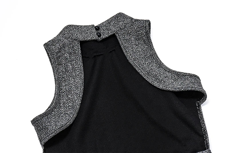 Gray Backless Glitter Sleeveless Crop Top