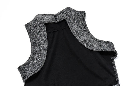 Gray Backless Glitter Sleeveless Crop Top