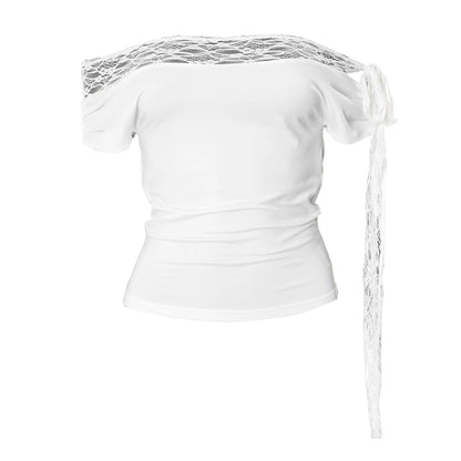 S Spring Color Lace Patchwork Sleeveless Slim Top