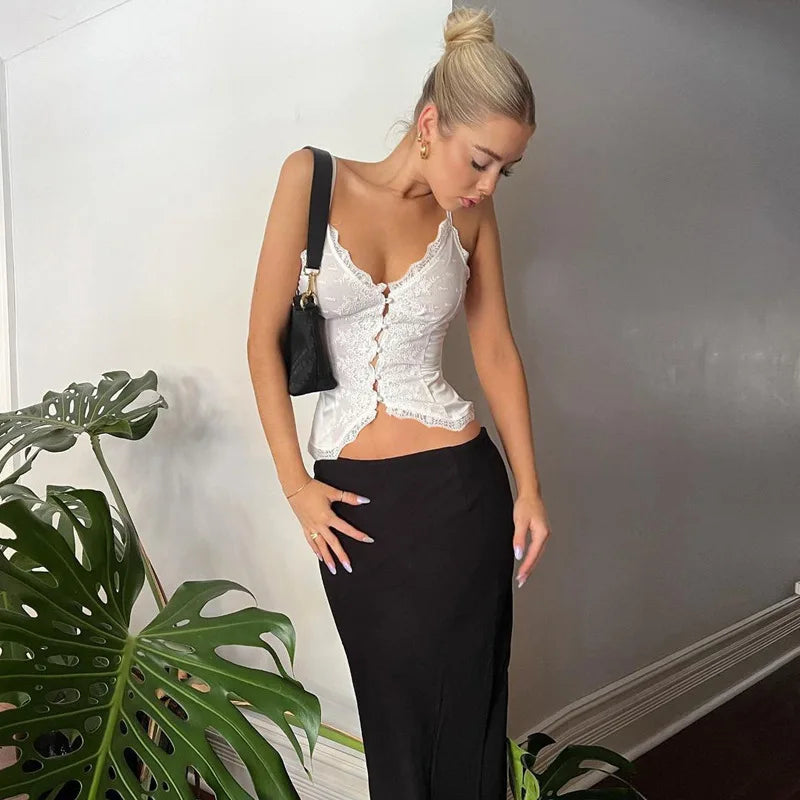 White Lace V-Neck Top