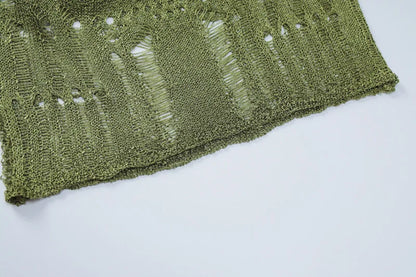Green Knitted Backless Maxi Dress