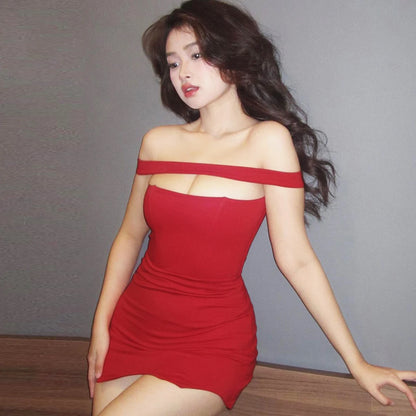 Off The Shoulder Bodycon Mini Dress Red