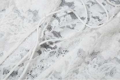 Embroidery Ruffles See Through Dress