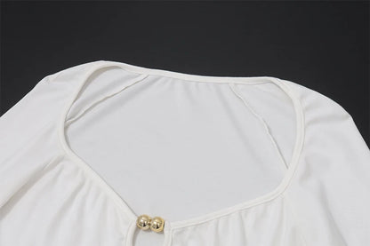White Bodycon Long Sleeve Shirt