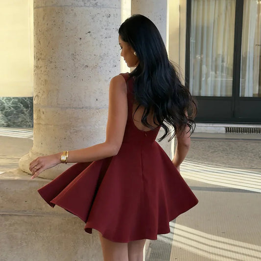 Sleeveless Backless A-Line Short Dress
