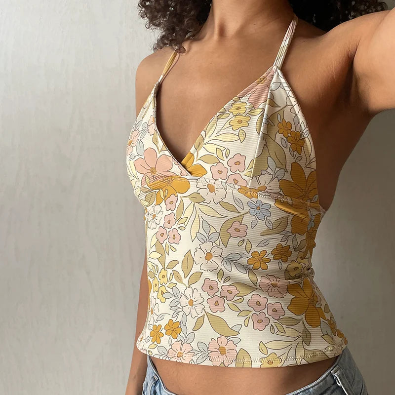 V-Neck Slim Halter Top