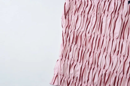 Pink Striped Tube Top and Mini Shorts Two Piece Set