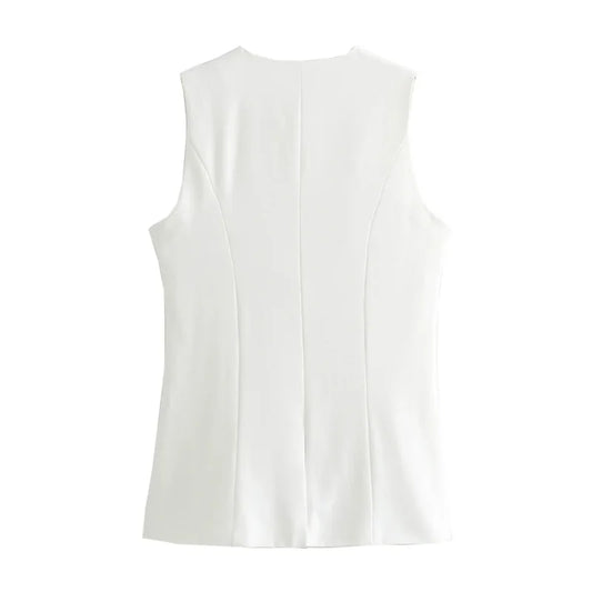 White Sleeveless Vest Button Vests for Jackets Pink Vest Top Street Tailored Vest