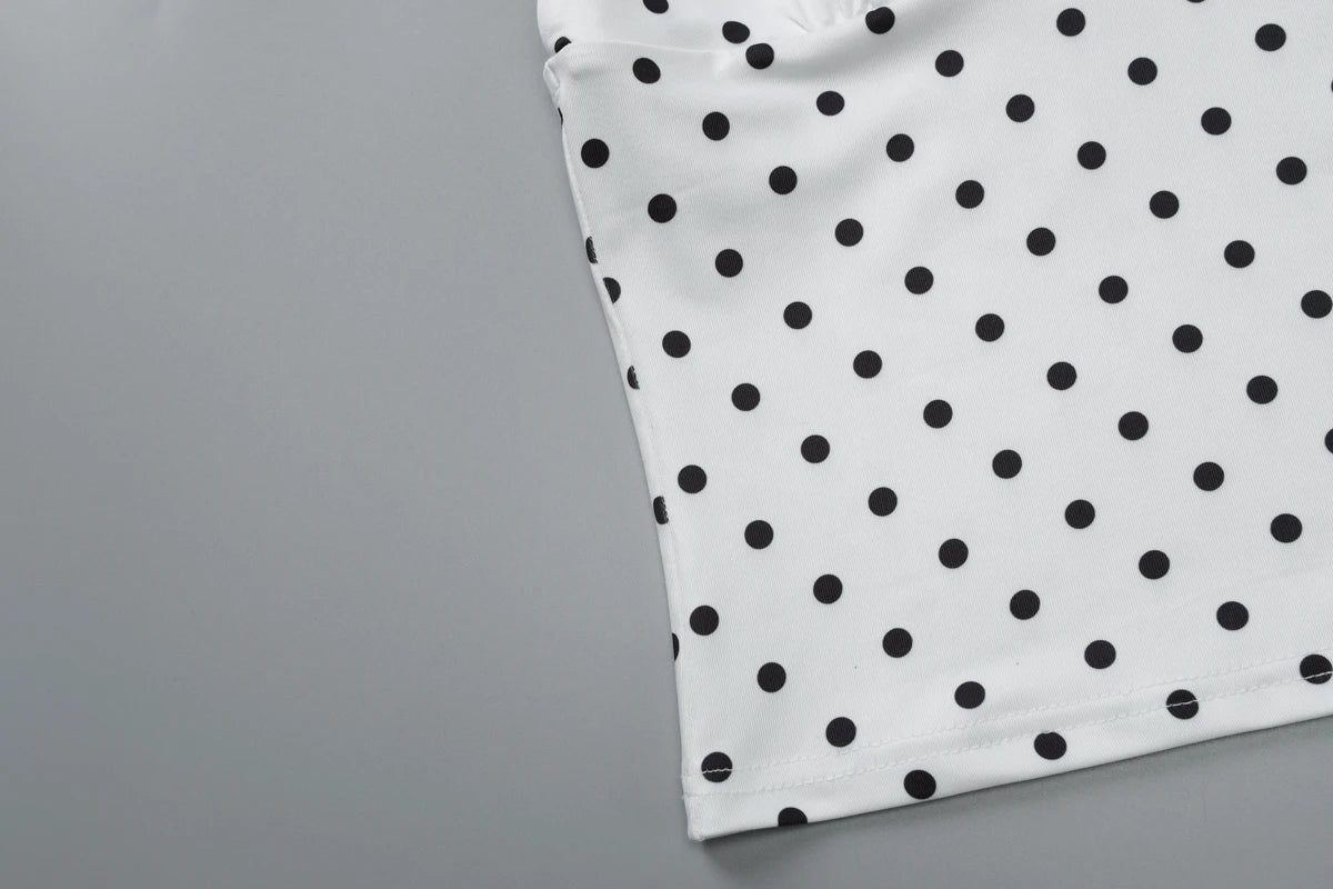 White Halter Sleeveless Backless Slim Polka Dot Top