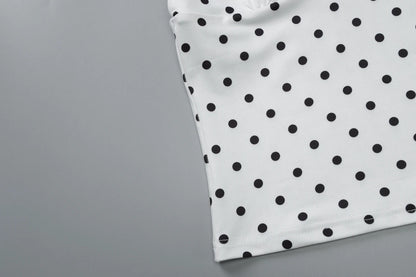 White Halter Sleeveless Backless Slim Polka Dot Top