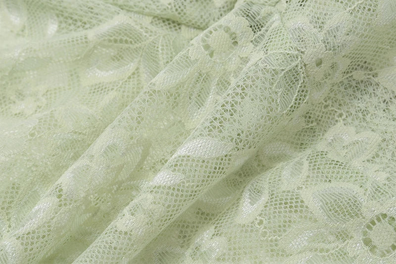 Green Lace See Through Backless Top