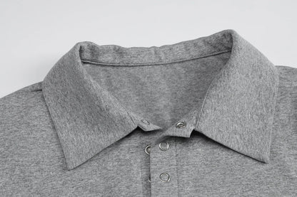 Gray Turn-Down Collar Long Sleeve Slim Cardigan Top