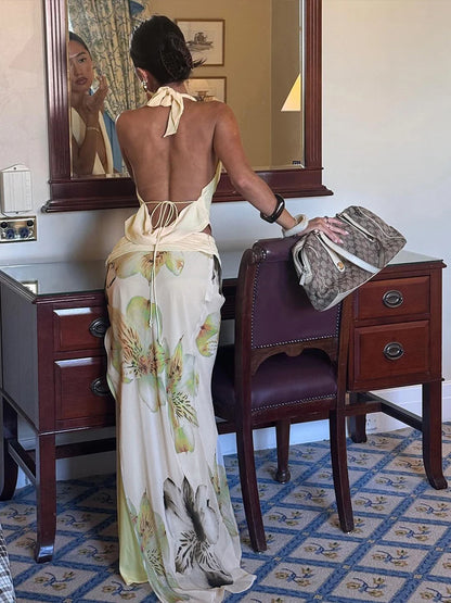 Ivory Halter Top & Mesh Skirt Set