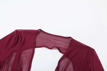Shirring 3 Piece Set: See Through Halter Bra & Ruched Skirt
