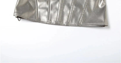 Glossy Finish Bandeau Top with Stylish Accents