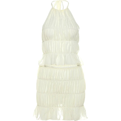 Ruched Backless Camisole Mini Skirt Set