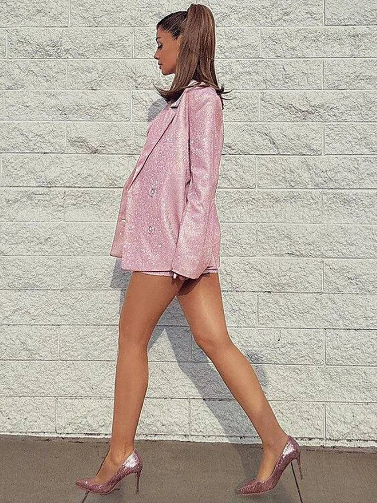 Glitter Bright Silk Sparkling Blazer