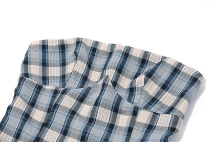 Green Off Shoulder Plaid Mini Dress