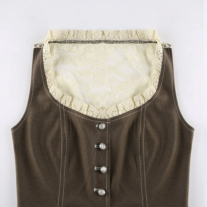 Brown Lace Tank Top