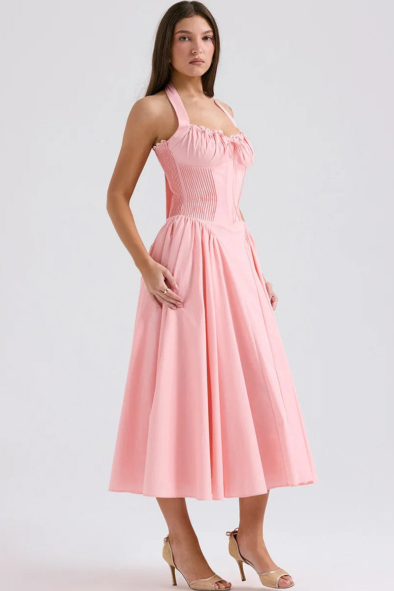 A-Line Halter Midi Dress